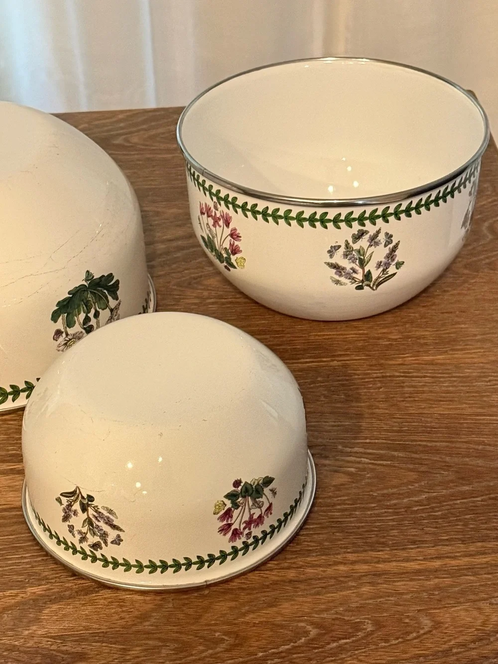 Vintage  Portmeirion Botanic Garden Mixing Bowl Set of 3 Floral 8” 7” 6”